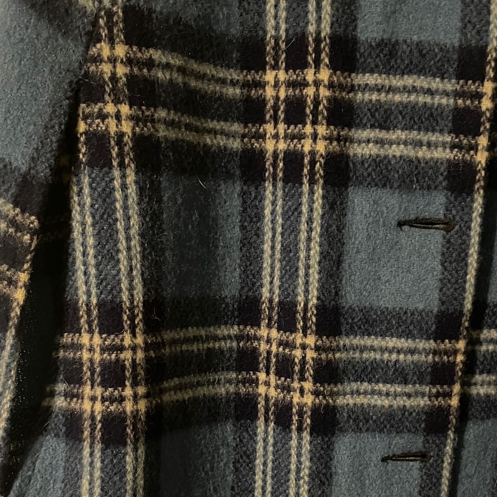 Vintage Blue Plaid Women's Wool Cape - Picture 4 of 5